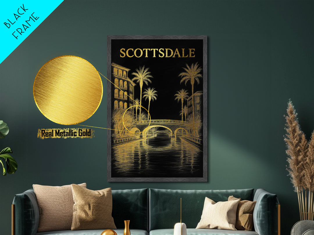 Scottsdale Arizona travel, Metallic Gold Art, Best Friend Gifts, Metal Art, Wood Framed Art, Birthday Travel Gift, Destination Gift