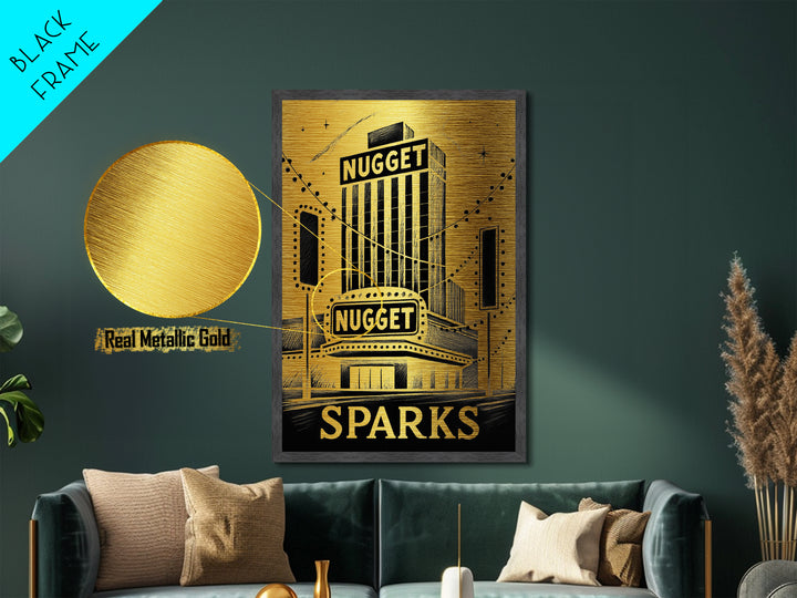 Sparks Nevada art, Metallic Gold Art, Travel Art Prints, Metal Art, Wood Framed Art, Adventure Lover Gift, Traveler Gift