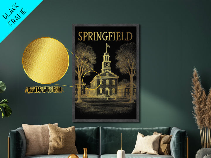 Springfield Missouri travel, Metallic Gold Print, Closing Gift, Metal Art, Wood Framed Art, Anniversary Travel Gift, Retirement Gift