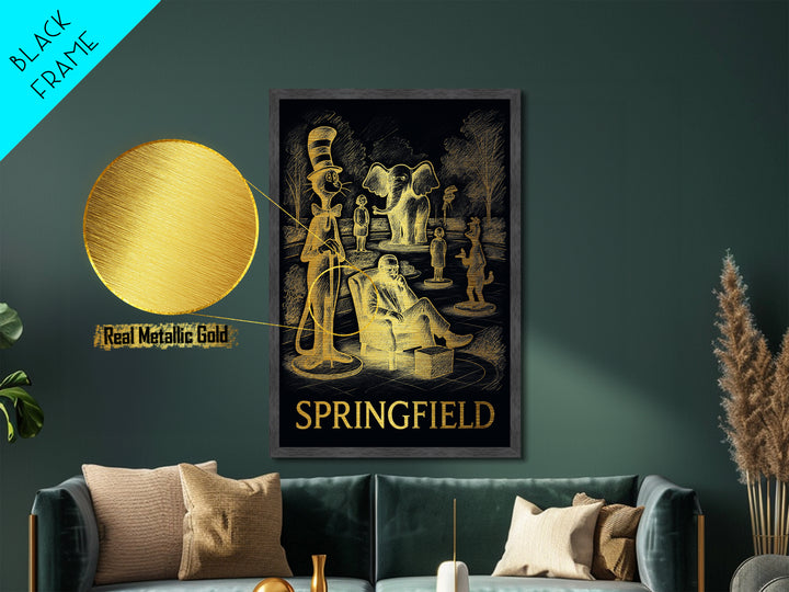 Springfield Missouri art, Metallic Gold Art, Office Decor, Metal Art, Wood Framed Art, Graduation Travel Gift, Destination Gift