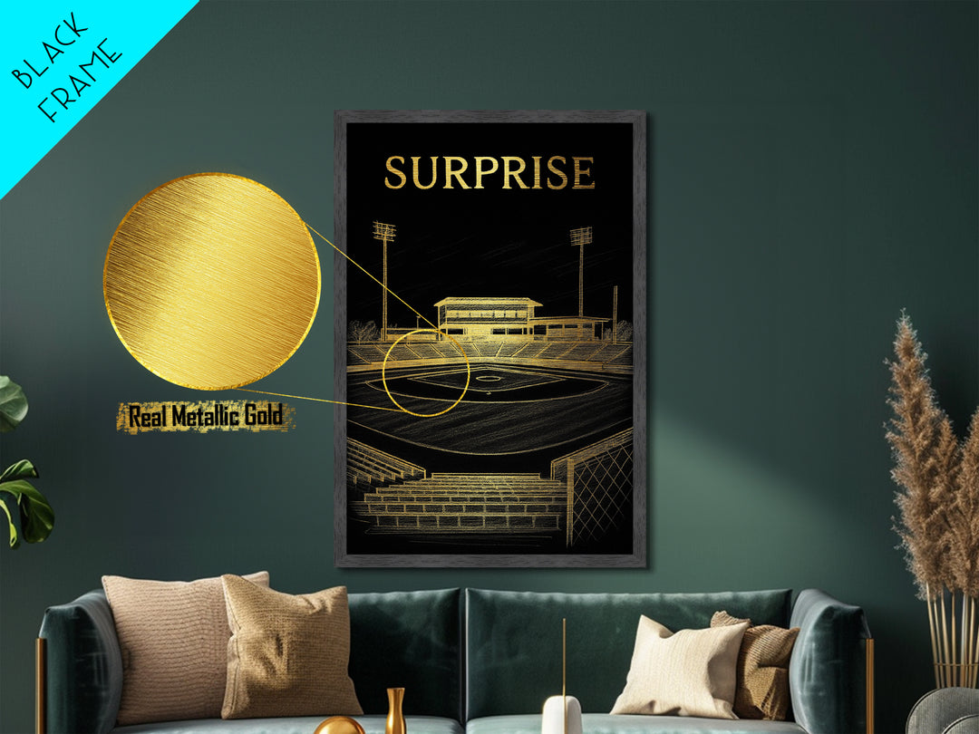 Surprise Arizona travel, Metallic Gold Print, Closing Gift, Metal Art, Wood Framed Art, Anniversary Travel Gift, Retirement Gift