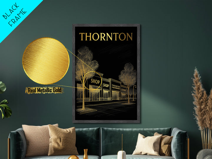 Thornton Colorado travel, Metallic Gold Print, Modern House Art, Metal Art, Wood Framed Art, Graduation Travel Gift, Destination Gift