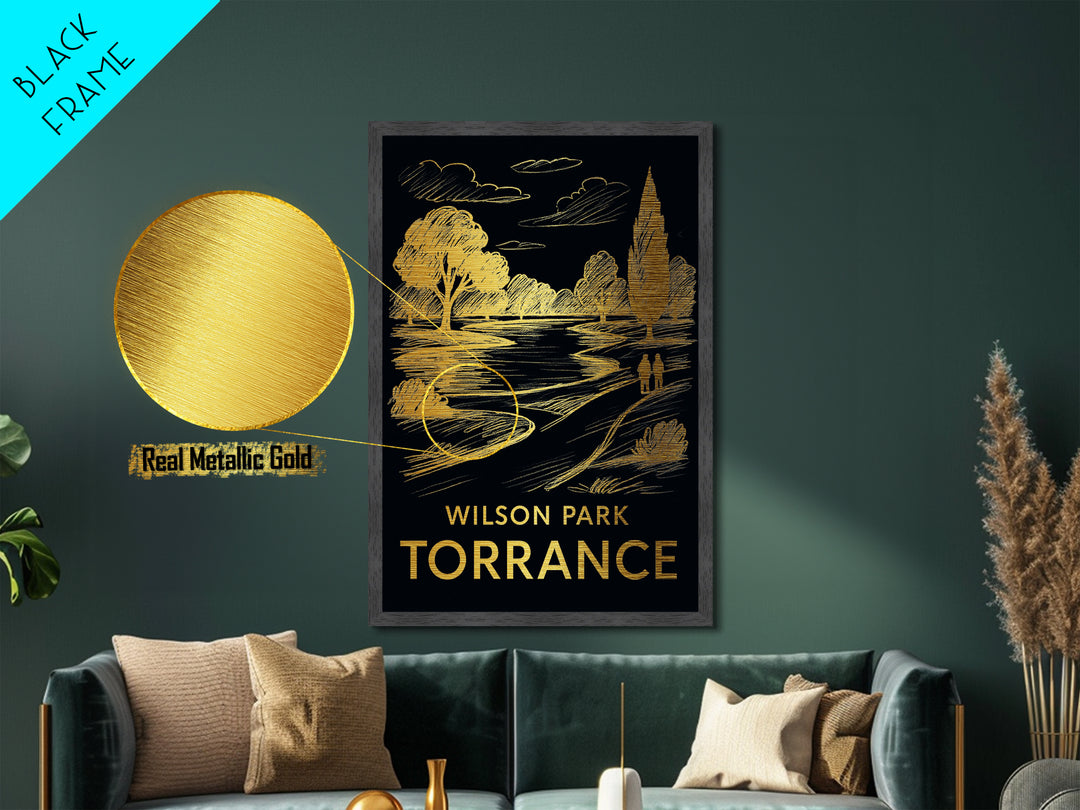 Torrance California art, Metallic Gold Art, Travel Art Prints, Metal Art, Wood Framed Art, Adventure Lover Gift, Traveler Gift