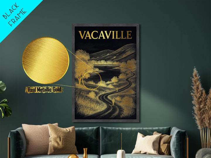 Vacaville California travel, Metallic Gold Print, Modern House Art, Metal Art, Wood Framed Art, Wanderlust Gift, Travel Art Prints