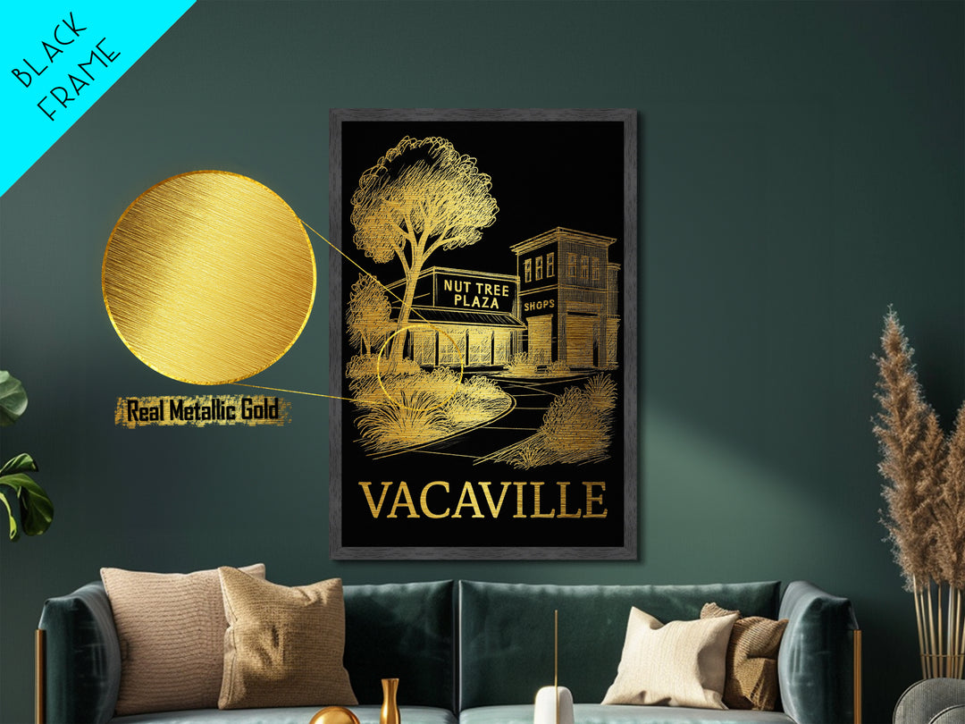 Vacaville California art, Metallic Gold Art, Wood Framed Art, Metal Art, Travel Art Prints, Metallic Gold Art, Bedroom Wall Art
