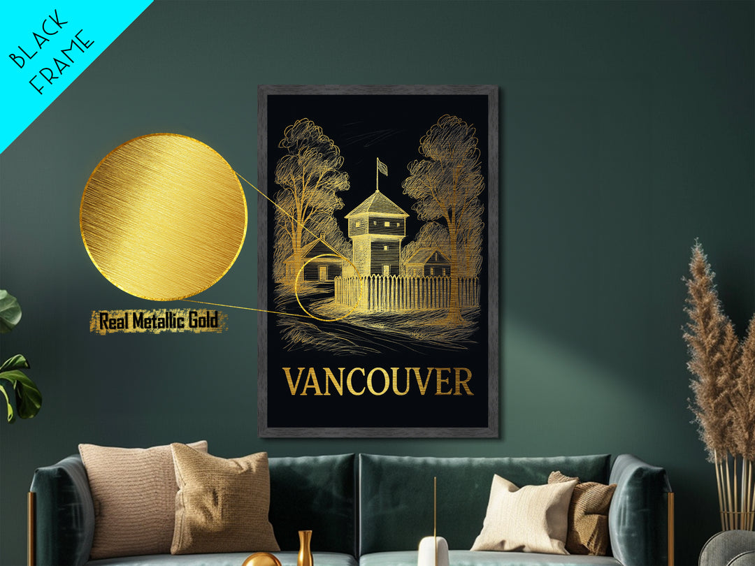 Vancouver Washington art, Metallic Gold Art, Wood Framed Art, Metal Art, Best Friend Gifts, Metallic Gold Art, Modern Art