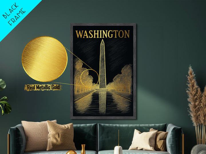 Washington District of Columbia travel, Metallic Gold Print, Wood Framed Art, Metal Art, Closing Gift, Metallic Gold Print