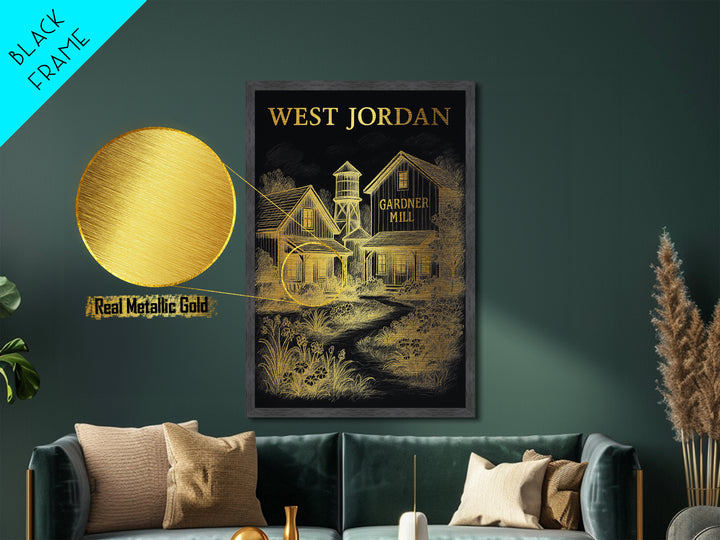 West Jordan Utah travel, Metallic Gold Print, Wood Framed Art, Metal Art, Best Friend Gifts, Metallic Gold Print, Modern Art