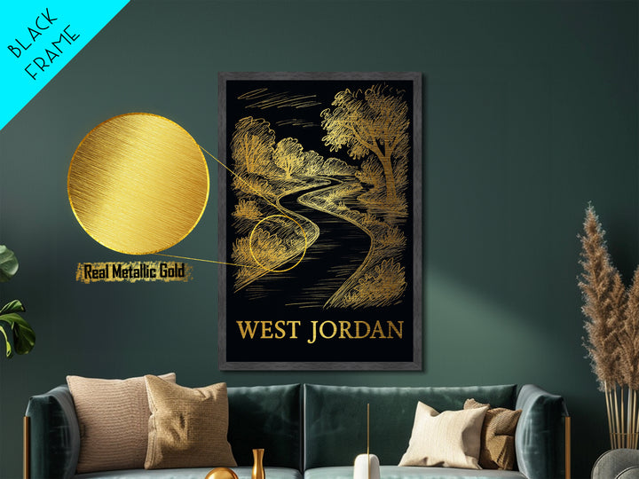 West Jordan Utah art, Metallic Gold Art, Wood Framed Art, Metal Art, Modern Wall Art, Metallic Gold Art, Honeymoon Gift