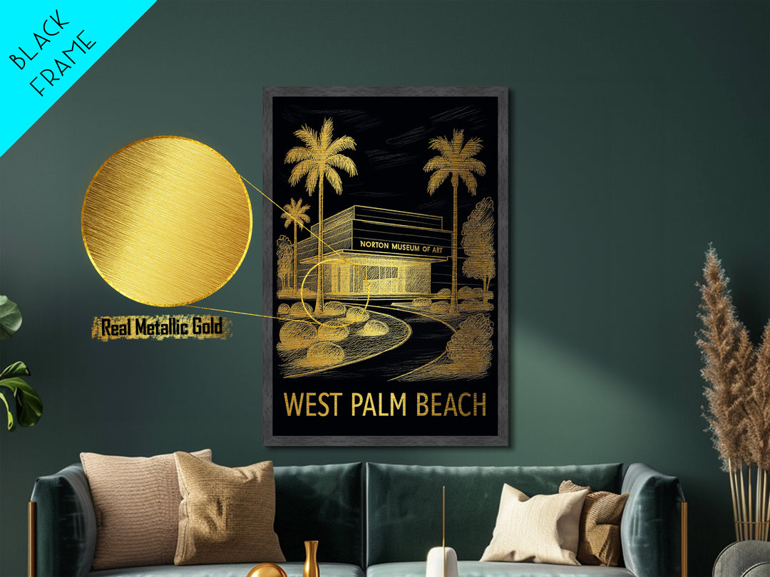 West Palm Beach Florida art, Metallic Gold Art, Wood Framed Art, Metal Art, Modern Wall Art, Metallic Gold Art, Modern Art