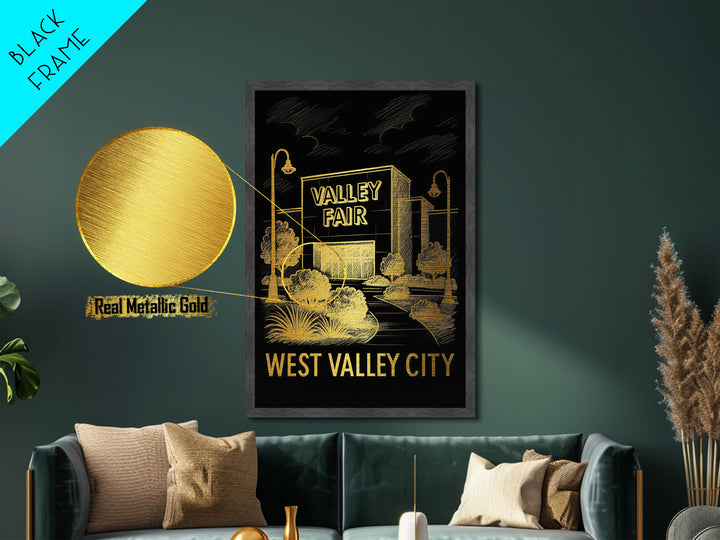 West Valley City Utah travel, Metallic Gold Print, Wood Framed Art, Metal Art, Modern Wall Art, Metallic Gold Print, Modern Art