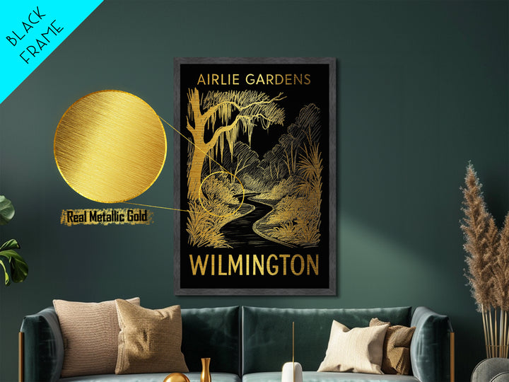 Wilmington North Carolina art, Metallic Gold Art, Wood Framed Art, Metal Art, Housewarming Gift, Metallic Gold Art