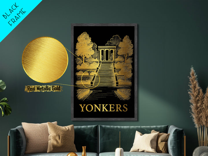 Yonkers New York art, Metallic Gold Art, Wood Framed Art, Metal Art, Best Friend Gifts, Metallic Gold Art, Bedroom Wall Art