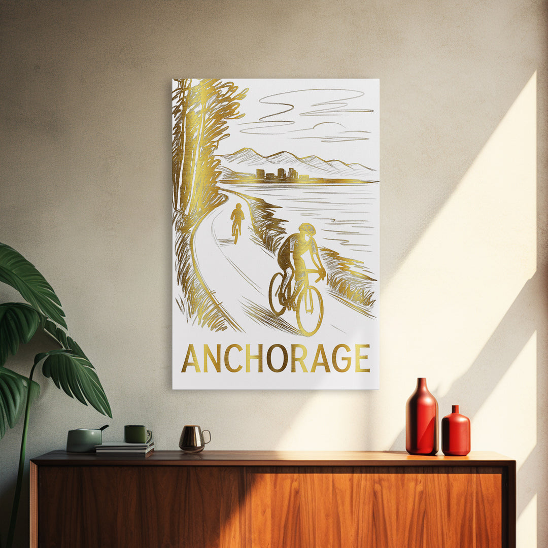 Anchorage Travel Poster, Canvas Print, Elegant City Illustration, Anchorage City Art, Travel Poster Art, Mid Century Wall Art, Design 2