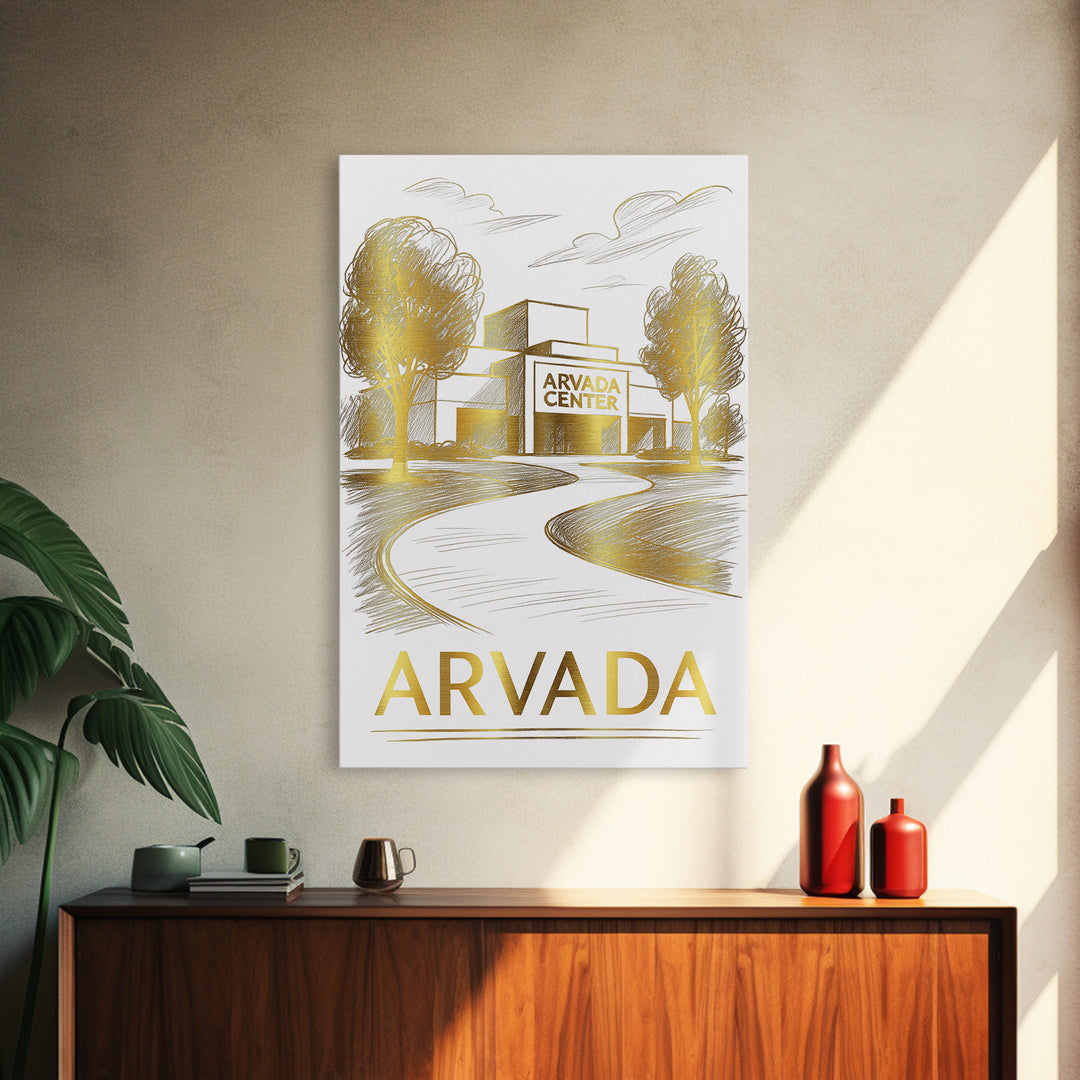 Arvada Travel Poster, Canvas Print, Elegant City Illustration, Arvada City Art, Gift For Travelers, Mid Century Wall Art, Vintage Travel Art