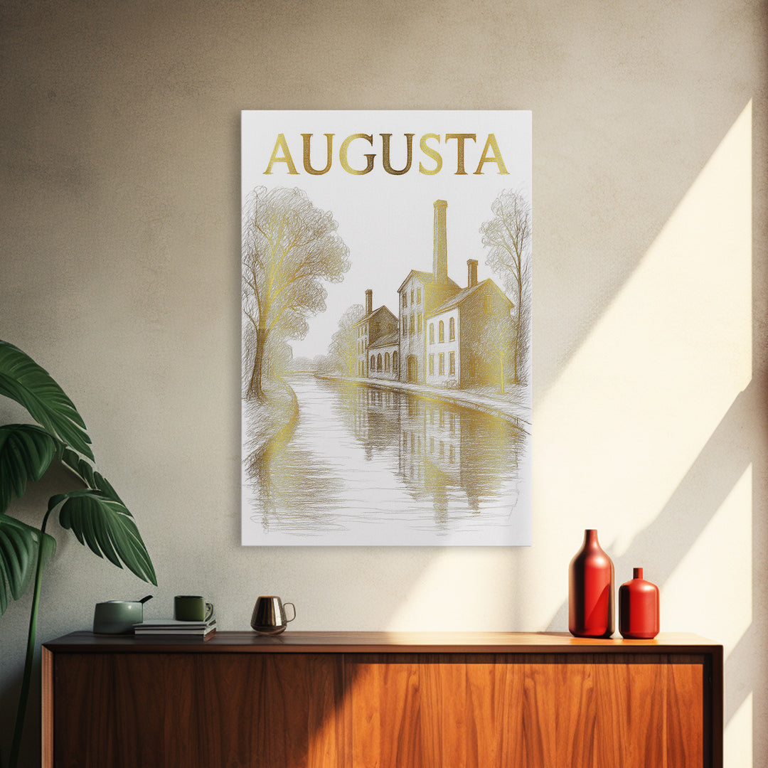 Augusta Georgia Travel Poster, Framed Canvas Print, Elegant City Illustration, Augusta Art Print, Vintage City Poster, Travel Poster Set