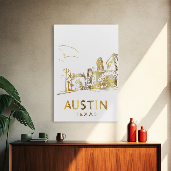 Austin Texas Travel Poster, Canvas Print, Elegant City Illustration, Austin City Art, Travel Wall Art, Vintage Travel Art, Travel Posters