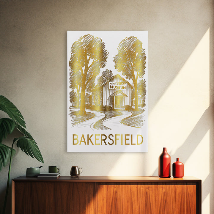 Bakersfield Travel Poster, Framed Canvas Print, Minimalist Poster Art, Bakersfield Art Print, Travel Wall Art, Wanderlust Decor