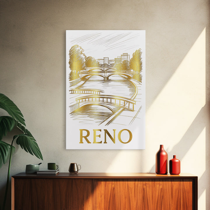Reno Travel Poster, Framed Canvas Print, Minimalist Poster Art, Reno Poster Print, Vintage City Poster, Travel Poster Set, Travel Print