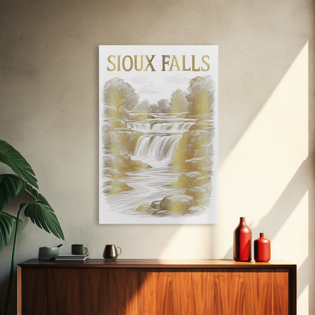Sioux Falls South Dakota Travel Poster, Canvas Print, Minimalist Poster Art, Sioux Falls Art Print, Eclectic Wall Decor, Retro Travel Print