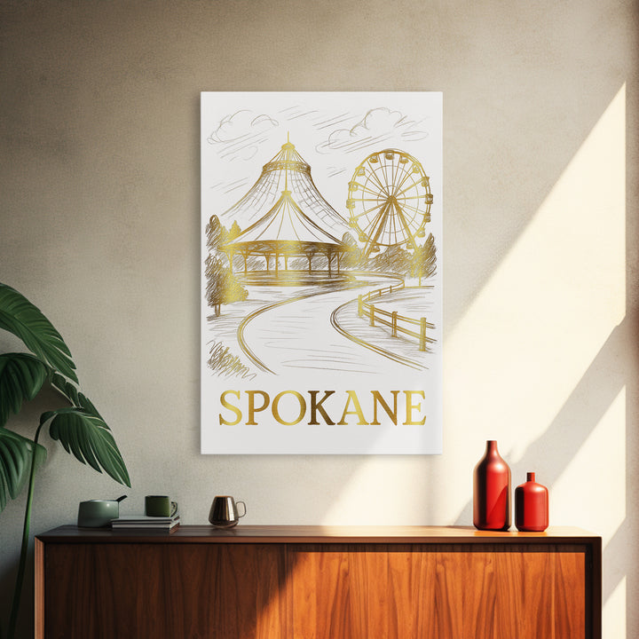 Spokane Travel Poster, Canvas Print, Minimalist Poster Art, Spokane Wall Art, Living Room Wall Art, Retro Travel Print, Vintage City Poster