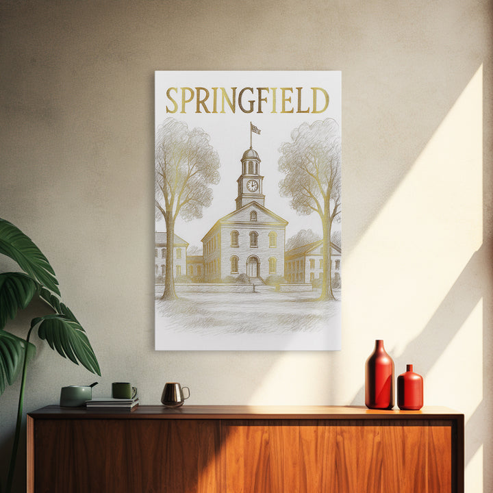 Springfield Travel Poster, Framed Canvas Print, Minimalist Poster Art, Springfield Poster Print, Travel Art Print, Travel Poster Set