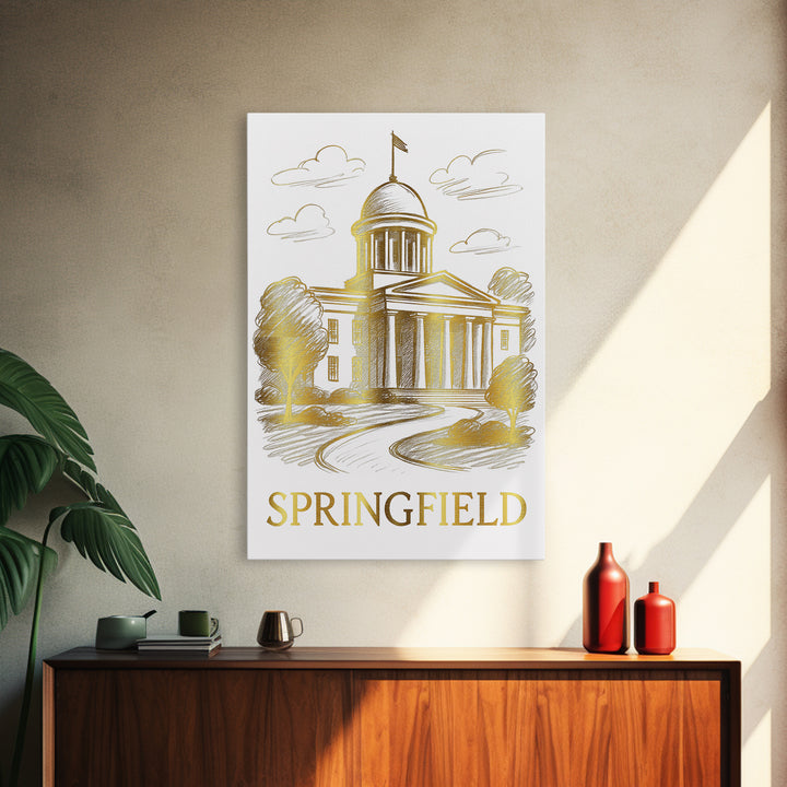 Springfield Travel Poster, Framed Canvas Print, Elegant City Illustration, Springfield Wall Art, Fine Art Print, City Travel Prints