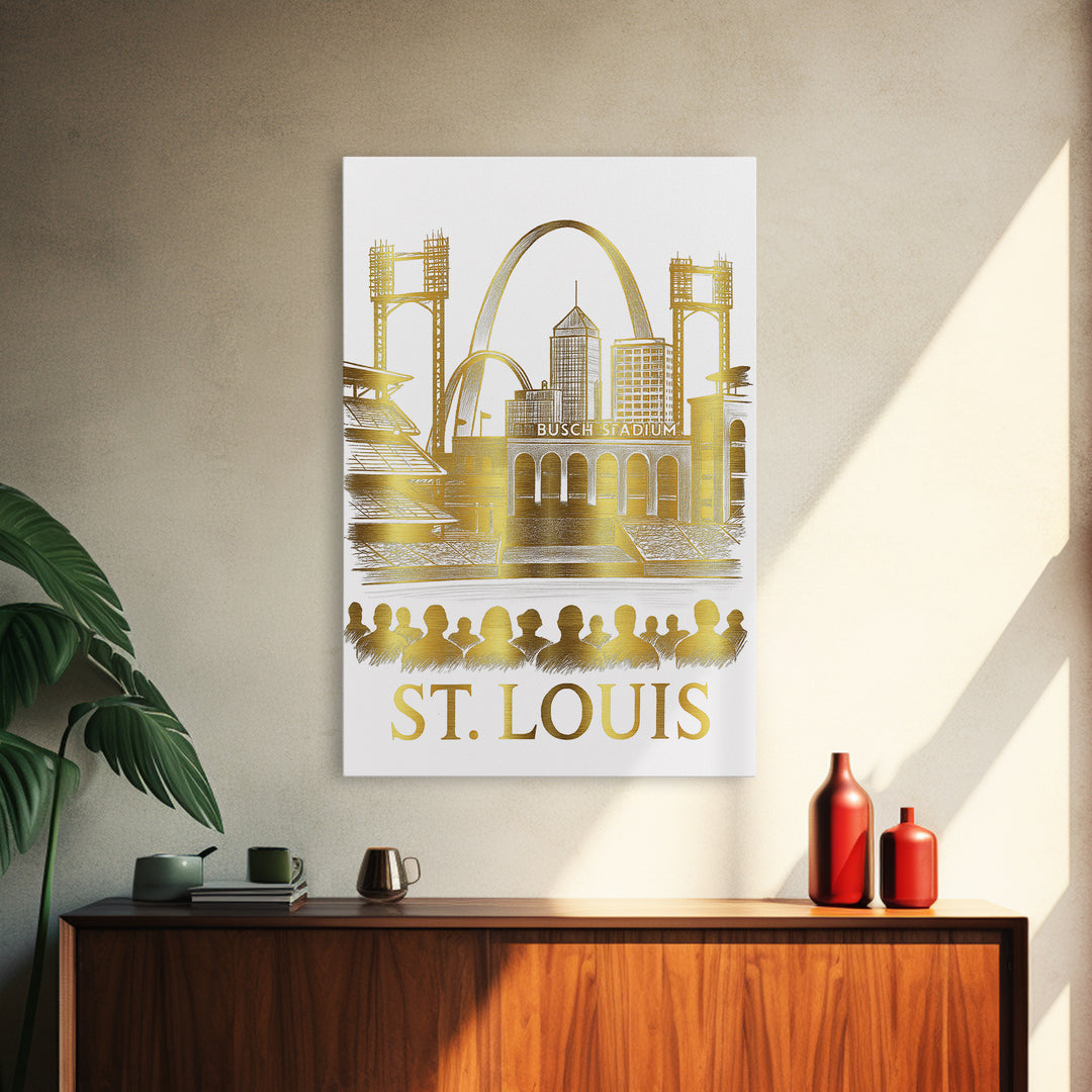 St Louis Travel Poster, Canvas Print, Gold Line Drawing Wall Art, St Louis Art Print, Travel Poster Set, Travel Art Print, Fine Art Print