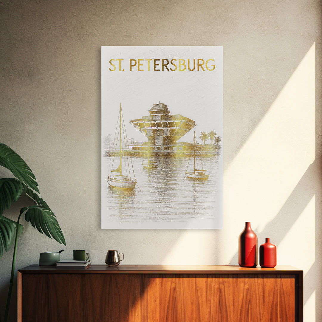 St Petersburg Florida Travel Poster, Canvas Print, Minimalist Poster Art, St Petersburg Poster Print, Mid Century Wall Art, Fine Art Print