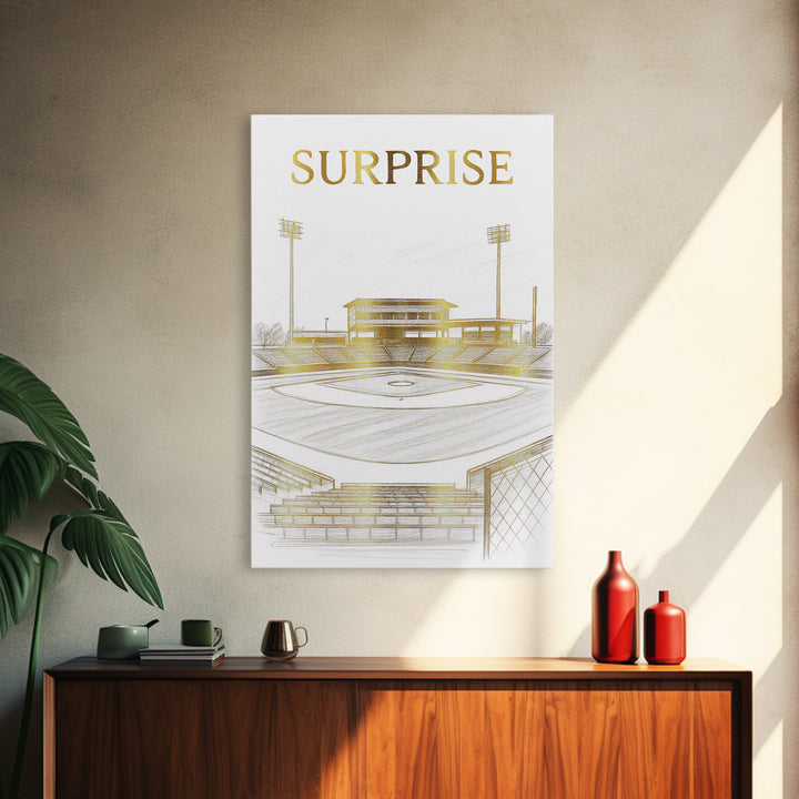 Surprise Arizona Travel Poster, Canvas Print, Gold Line Drawing Wall Art, Surprise Art Print, Travel Art, Travel Poster Set, Home Decor