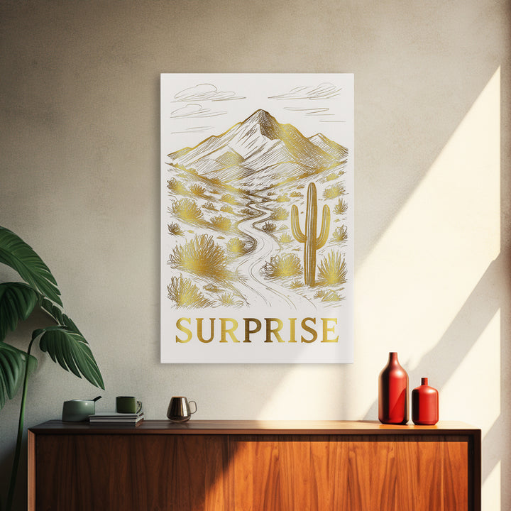 Surprise Travel Poster, Canvas Print, Elegant City Illustration, Surprise City Art, Retro Travel Print, Watercolor Cityscape, Wall Art