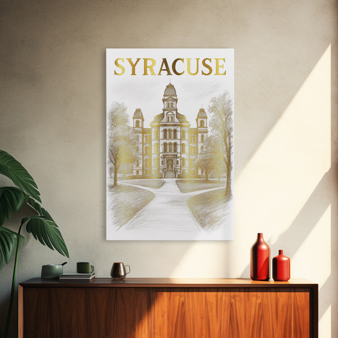 Syracuse New York Travel Poster, Framed Canvas Print, Elegant City Illustration, Syracuse Wall Art, Wanderlust Decor, Travel Poster Set