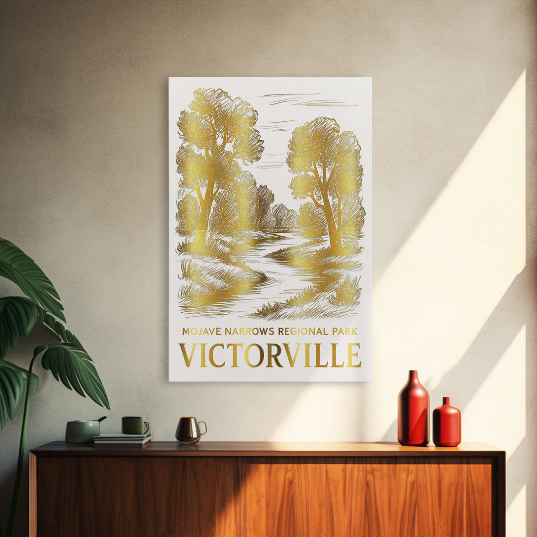 Victorville Travel Poster, Canvas Print, White And Gold Sketch Art, Victorville City Art, City Art Print, Vintage Travel Art, Design 2