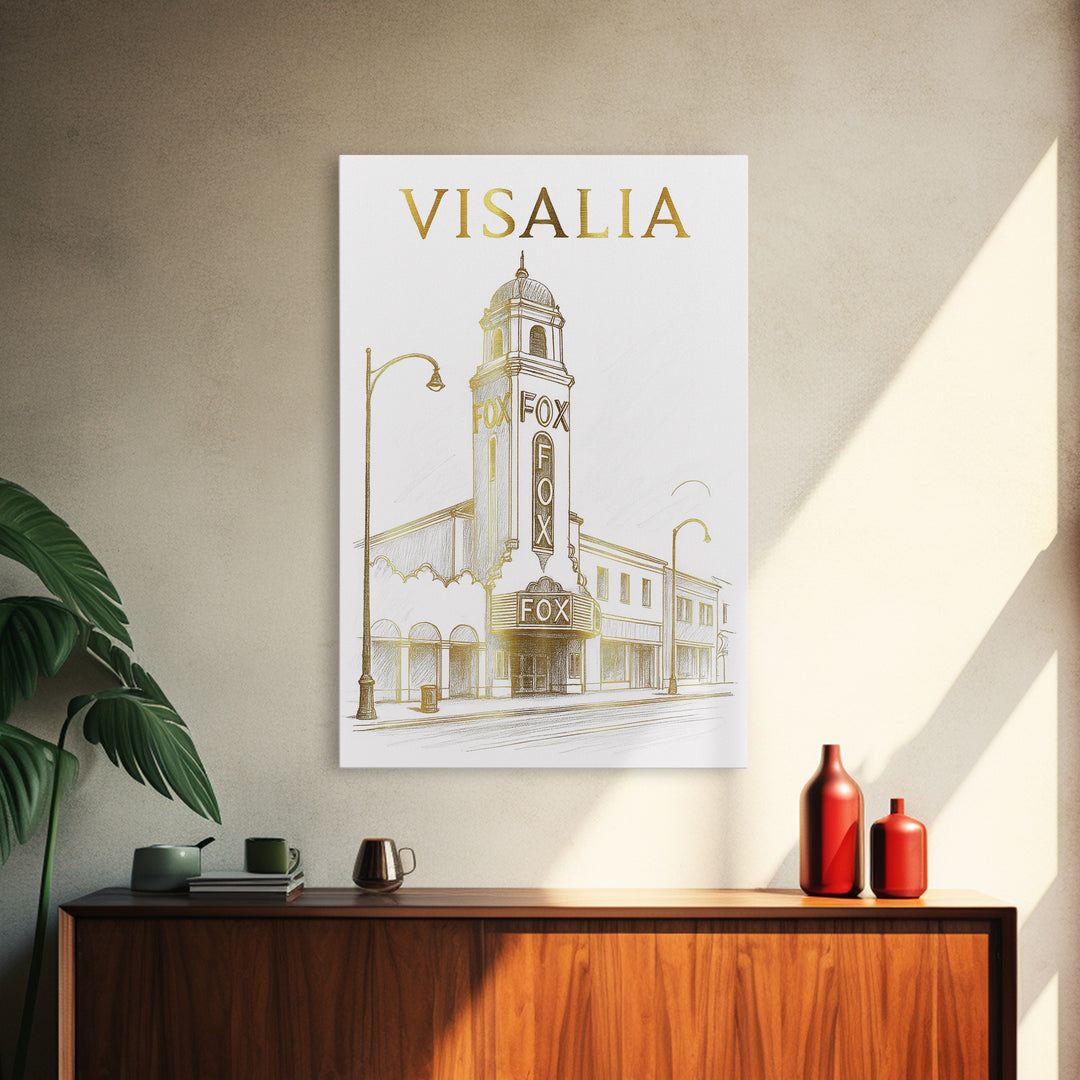 Visalia California Travel Poster, Framed Canvas Print, Elegant City Illustration, Visalia Wall Art, Travel Poster Set, City Travel Prints