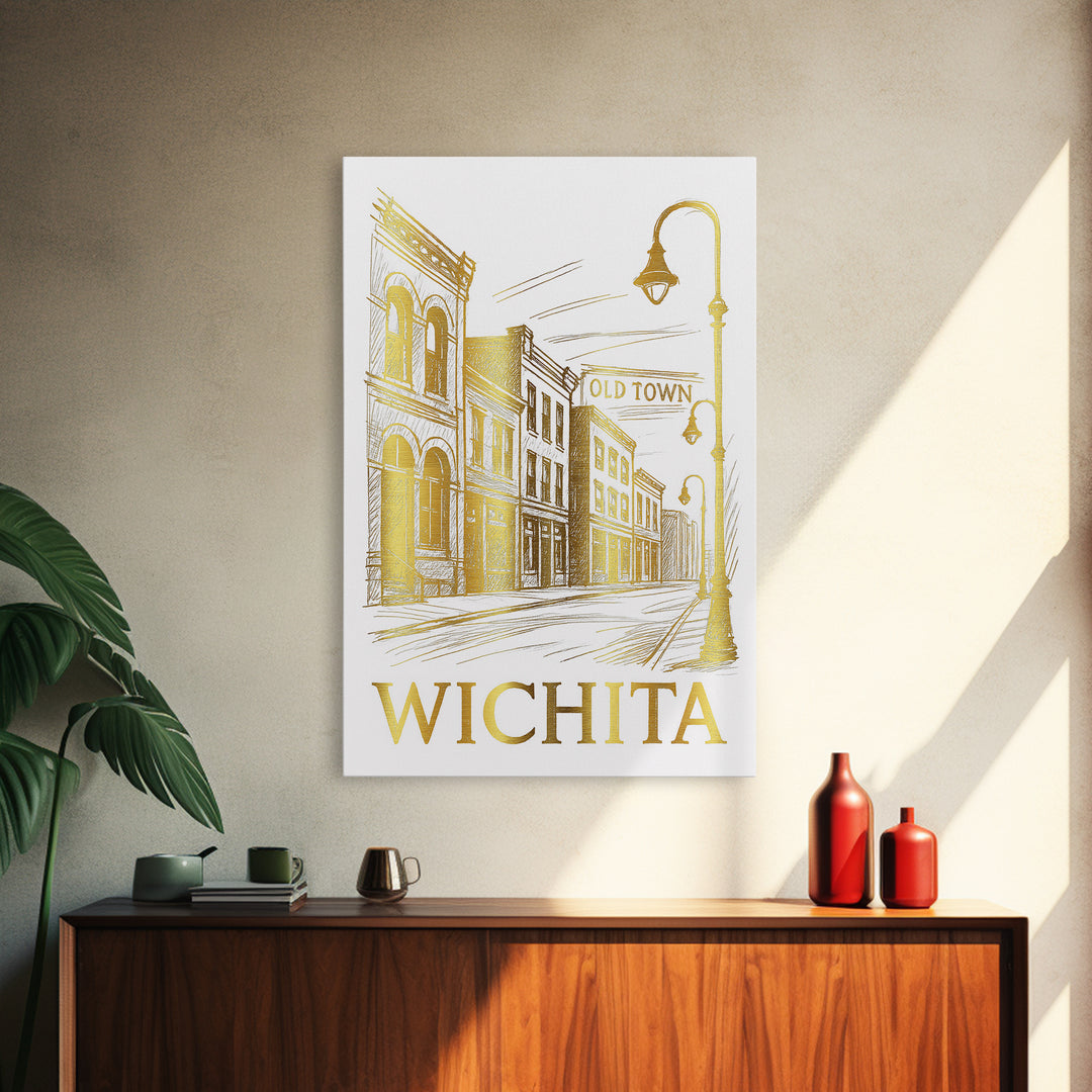 Wichita Travel Poster, Canvas Print, Minimalist Poster Art, Wichita City Art, Vintage City Art, Travel Art Print, Vintage City Poster