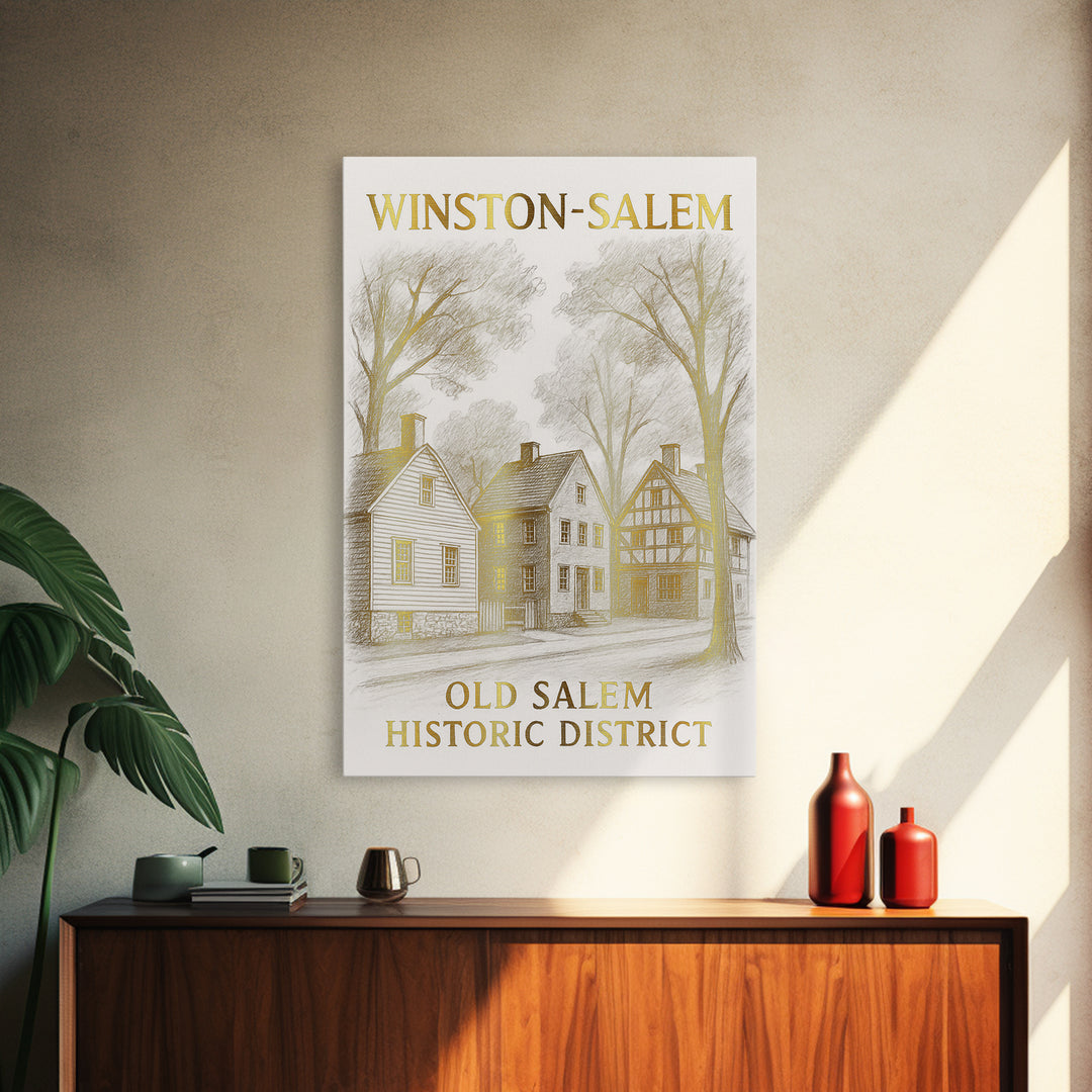 Winston Salem North Carolina Travel Poster, Canvas Print, Elegant Skyline Art, Winston Salem Poster Print, Retro Travel Print, Travel Gift