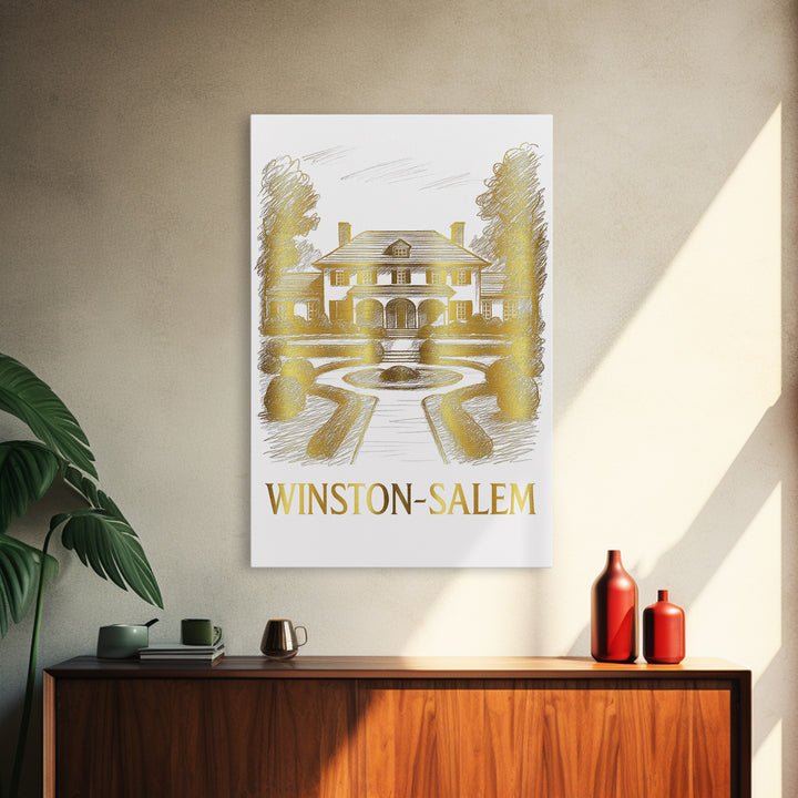 Winston Salem Travel Poster, Canvas Print, Minimalist Poster Art, Winston Salem Art Print, Watercolor Downtown Skyline, Retro Travel Print