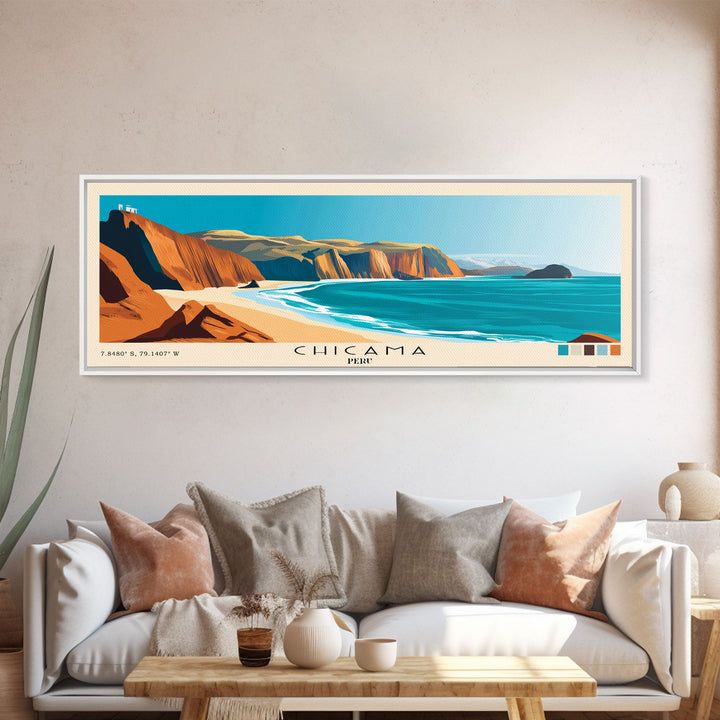 Chicama, Peru Panoramic Print, Vacation Gift, Peru Wall Art, Vacation Wall Art, Vacatation Memories, Beach Decor, Beach Or Lakehouse Art