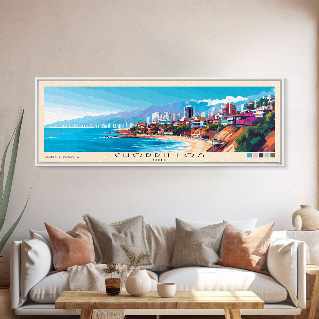 Chorrillos, Chile Panoramic Print, Vacation Gift, Chile Wall Art, Vacation Wall Art, Vacatation Memories, Beach Decor, Beach Or Lakehouse Art