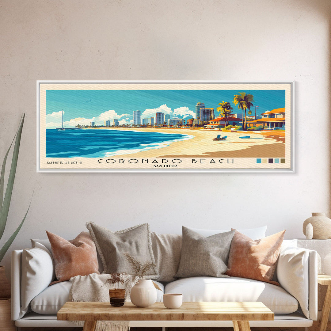 Coronado Beach, San Diego Panoramic Print, Vacation Gift, San Diego Wall Art, Vacation Wall Art, Vacatation Memories, Beach Decor, Beach Or Lakehouse Art