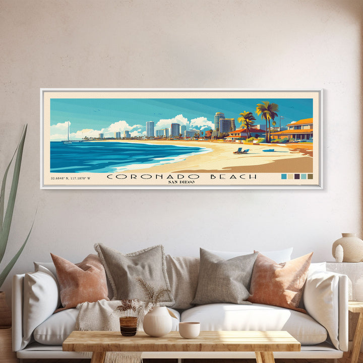 Coronado Beach, San Diego Panoramic Print, Vacation Gift, San Diego Wall Art, Vacation Wall Art, Vacatation Memories, Beach Decor, Beach Or Lakehouse Art