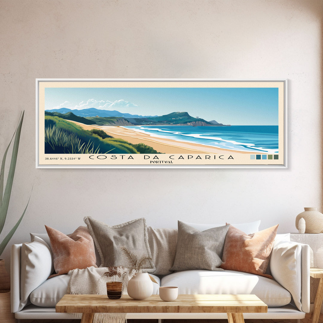Costa da Caparica, Portugal Panoramic Print, Vacation Gift, Portugal Wall Art, Vacation Wall Art, Vacatation Memories, Beach Decor, Beach Or Lakehouse Art