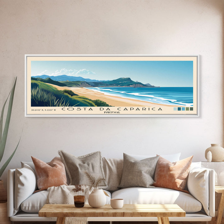 Costa da Caparica, Portugal Panoramic Print, Vacation Gift, Portugal Wall Art, Vacation Wall Art, Vacatation Memories, Beach Decor, Beach Or Lakehouse Art
