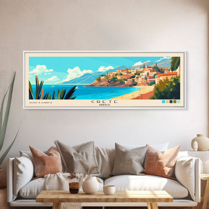 Crete, Greece Panoramic Print, Vacation Gift, Greece Wall Art, Vacation Wall Art, Vacatation Memories, Beach Decor, Beach Or Lakehouse Art