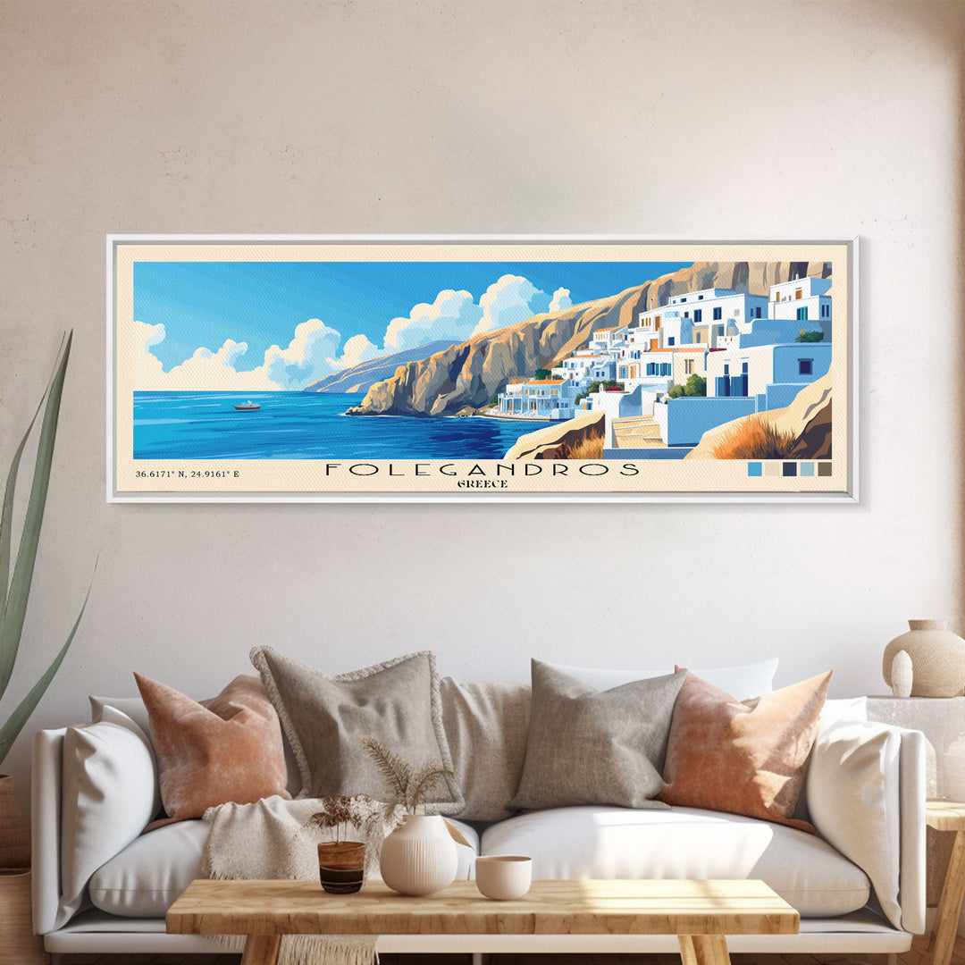 Folegandros, Greece Panoramic Print, Vacation Gift, Greece Wall Art, Vacation Wall Art, Vacatation Memories, Beach Decor, Beach Or Lakehouse Art