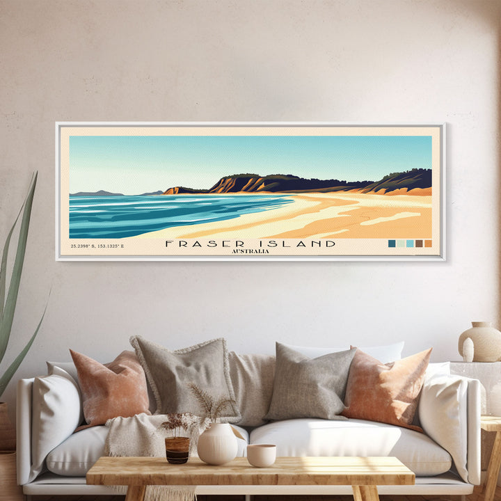 Fraser Island, Australia Panoramic Print, Vacation Gift, Australia Wall Art, Vacation Wall Art, Vacatation Memories, Beach Decor, Beach Or Lakehouse Art