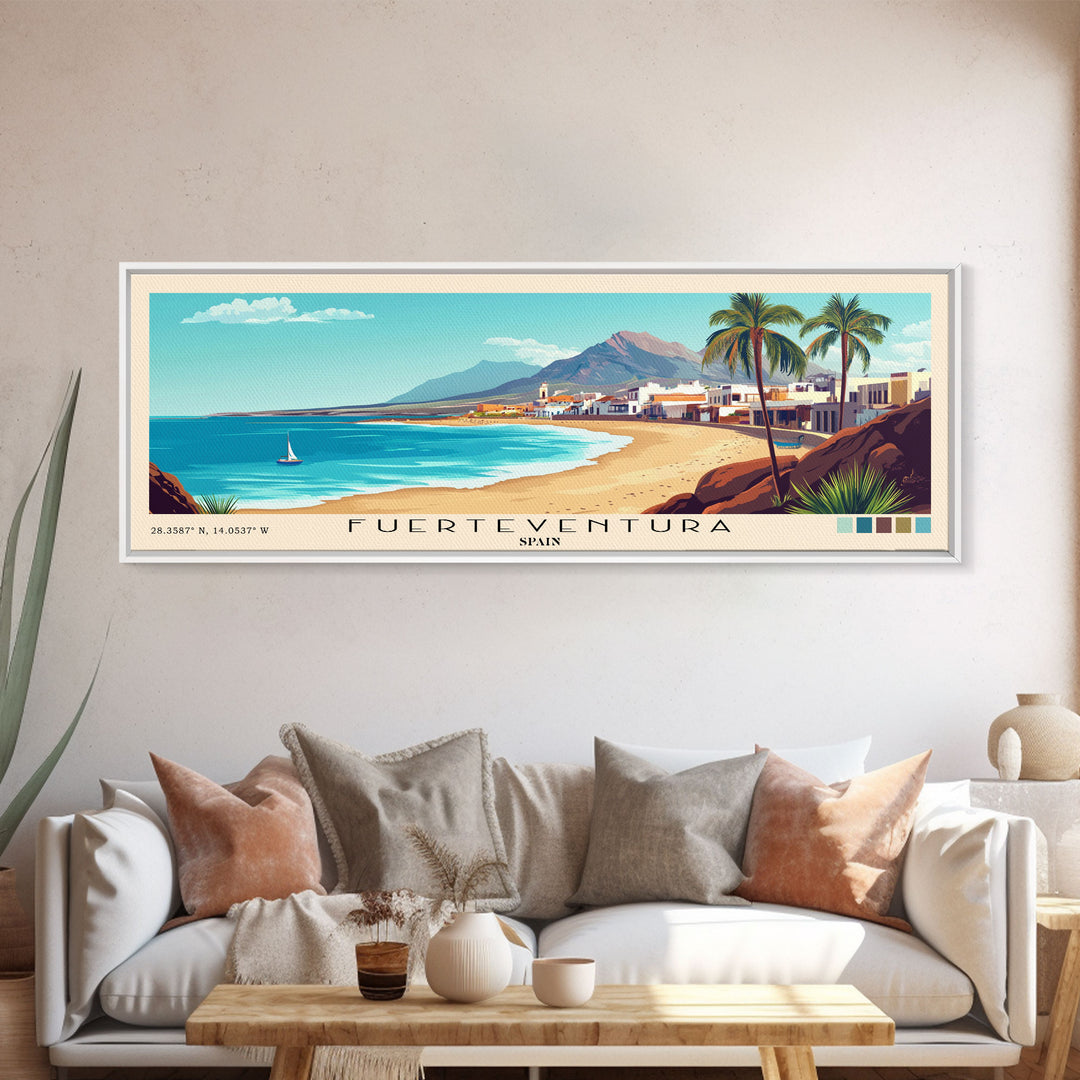 Fuerteventura, Spain Panoramic Print, Vacation Gift, Spain Wall Art, Vacation Wall Art, Vacatation Memories, Beach Decor, Beach Or Lakehouse Art