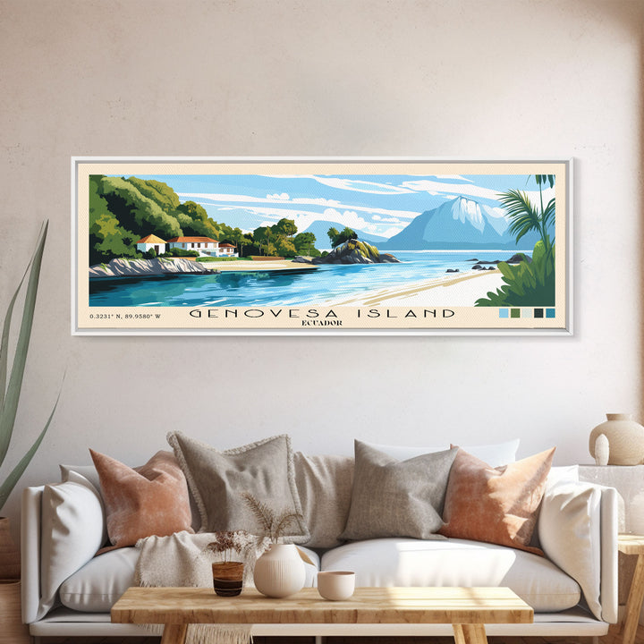 Genovesa Island, Ecuador Panoramic Print, Vacation Gift, Ecuador Wall Art, Beach Painting, Beach Decor, Large Wall Art, Wood Frame Art