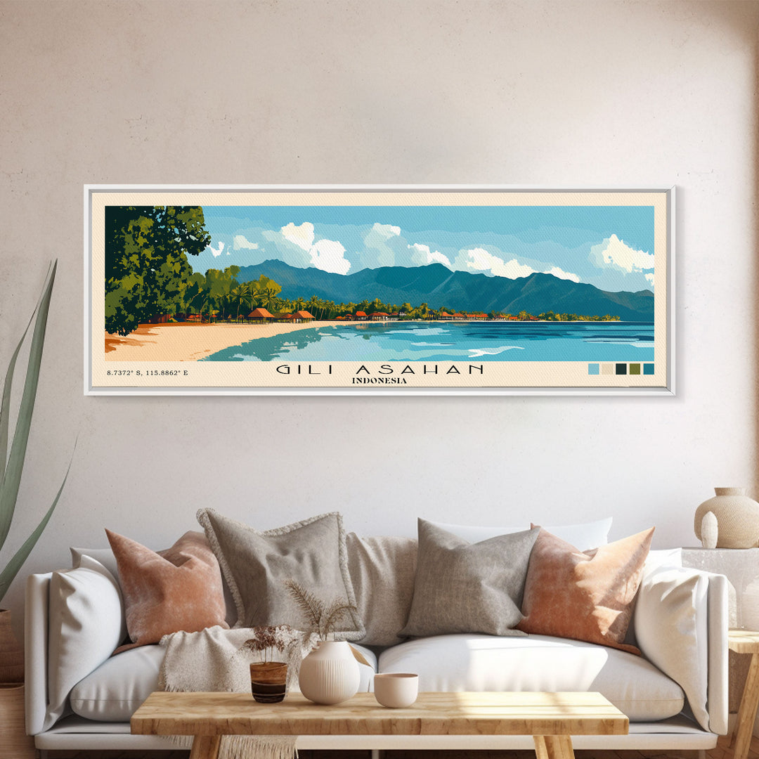 Gili Asahan, Indonesia Panoramic Print, Vacation Gift, Indonesia Wall Art, Vacation Wall Art, Vacatation Memories, Beach Decor, Beach Or Lakehouse Art