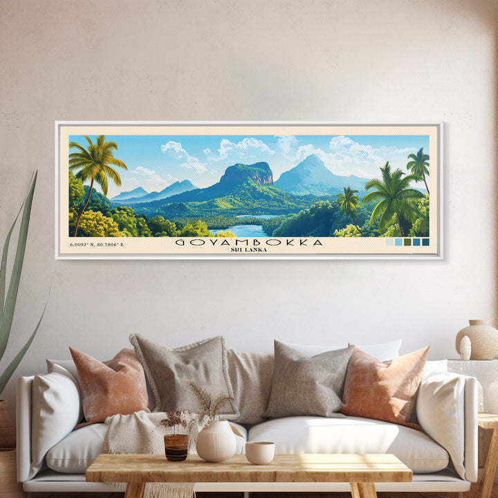 Goyambokka, Sri Lanka Panoramic Print, Vacation Gift, Sri Lanka Wall Art, Beach Painting, Beach Decor, Large Wall Art, Wood Frame Art